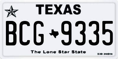 TX license plate BCG9335