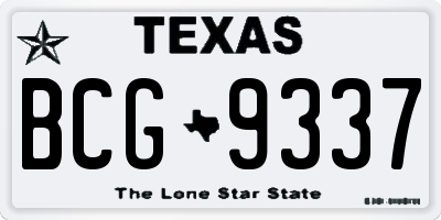 TX license plate BCG9337