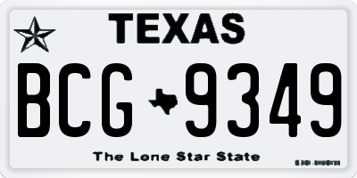 TX license plate BCG9349