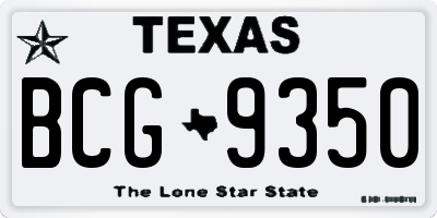 TX license plate BCG9350