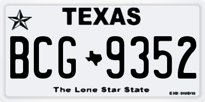 TX license plate BCG9352