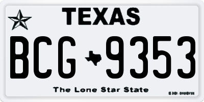 TX license plate BCG9353
