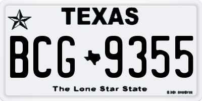 TX license plate BCG9355