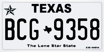 TX license plate BCG9358