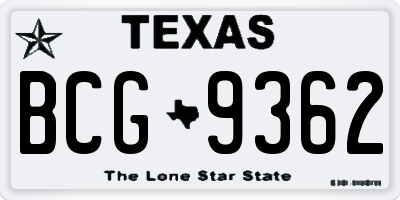 TX license plate BCG9362