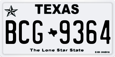 TX license plate BCG9364