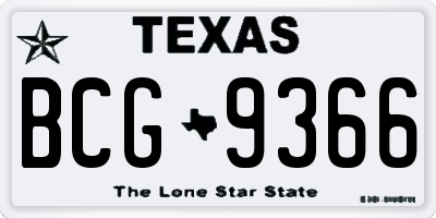 TX license plate BCG9366