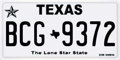 TX license plate BCG9372