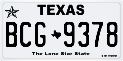 TX license plate BCG9378