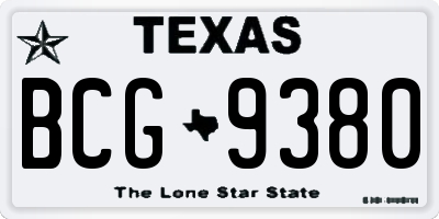 TX license plate BCG9380