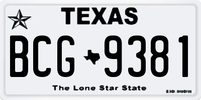 TX license plate BCG9381