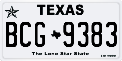 TX license plate BCG9383