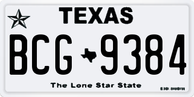 TX license plate BCG9384