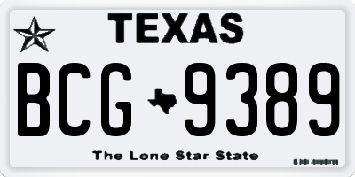 TX license plate BCG9389