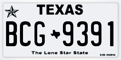 TX license plate BCG9391