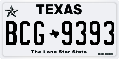 TX license plate BCG9393