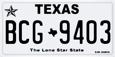 TX license plate BCG9403
