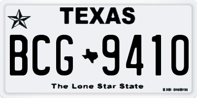 TX license plate BCG9410