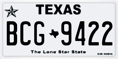 TX license plate BCG9422