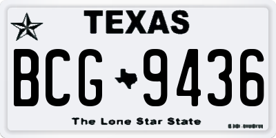 TX license plate BCG9436