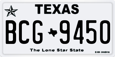 TX license plate BCG9450