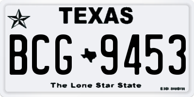 TX license plate BCG9453