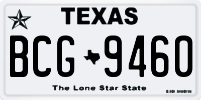 TX license plate BCG9460