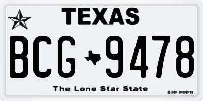 TX license plate BCG9478