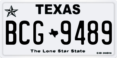 TX license plate BCG9489