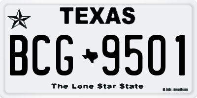 TX license plate BCG9501