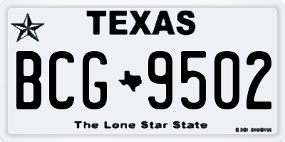 TX license plate BCG9502