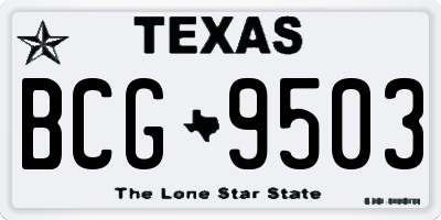 TX license plate BCG9503