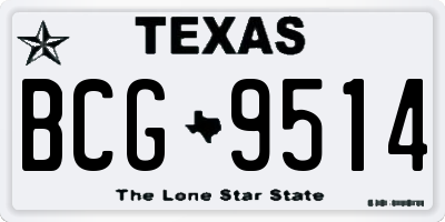 TX license plate BCG9514