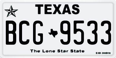 TX license plate BCG9533