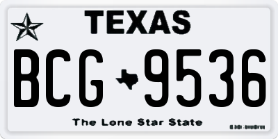 TX license plate BCG9536