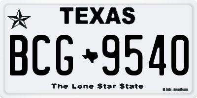 TX license plate BCG9540