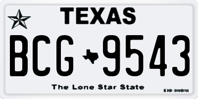 TX license plate BCG9543