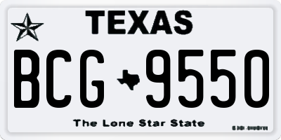 TX license plate BCG9550