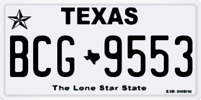 TX license plate BCG9553