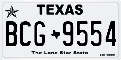 TX license plate BCG9554