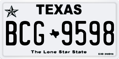 TX license plate BCG9598