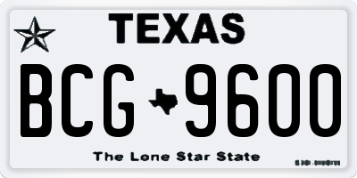 TX license plate BCG9600
