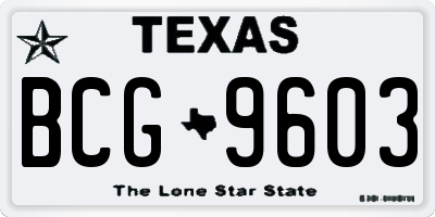 TX license plate BCG9603
