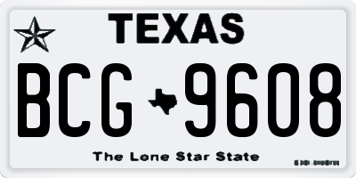 TX license plate BCG9608