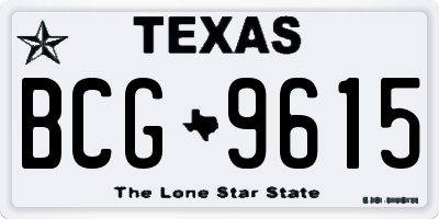 TX license plate BCG9615