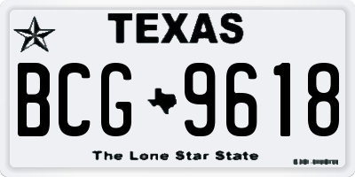 TX license plate BCG9618
