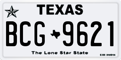 TX license plate BCG9621