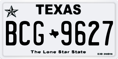 TX license plate BCG9627