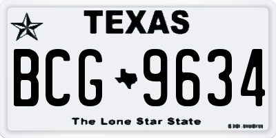 TX license plate BCG9634
