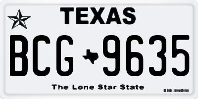 TX license plate BCG9635